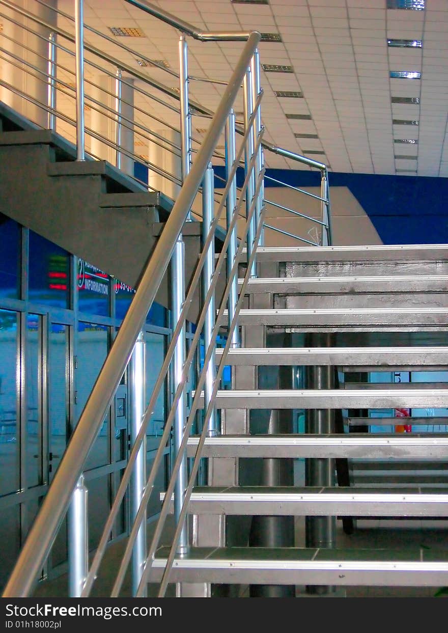 Modern metallic stairs (bright photo)