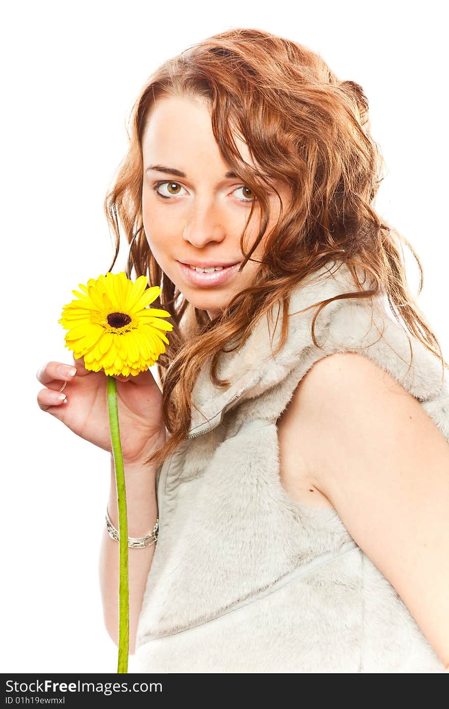 Studio photo of beauty girl with flower