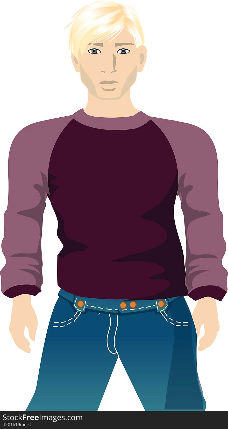 Illustration with casual jeans man