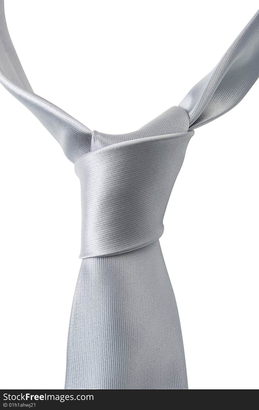 Gray textile necktie isolated on white background