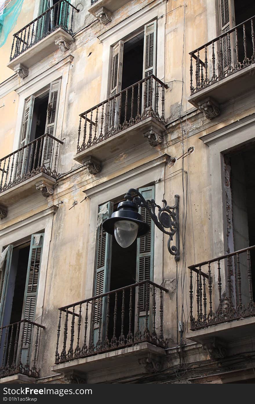 Architectural detail of a building in reform in the historic centre of Malaga. Architectural detail of a building in reform in the historic centre of Malaga.