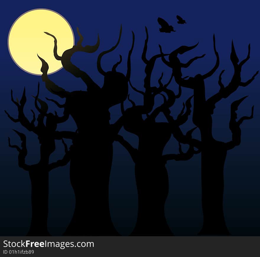 Trees in the night - vector image