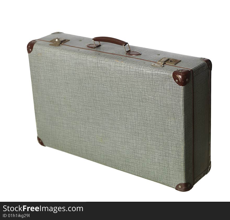 Vintage suitcase towards white background