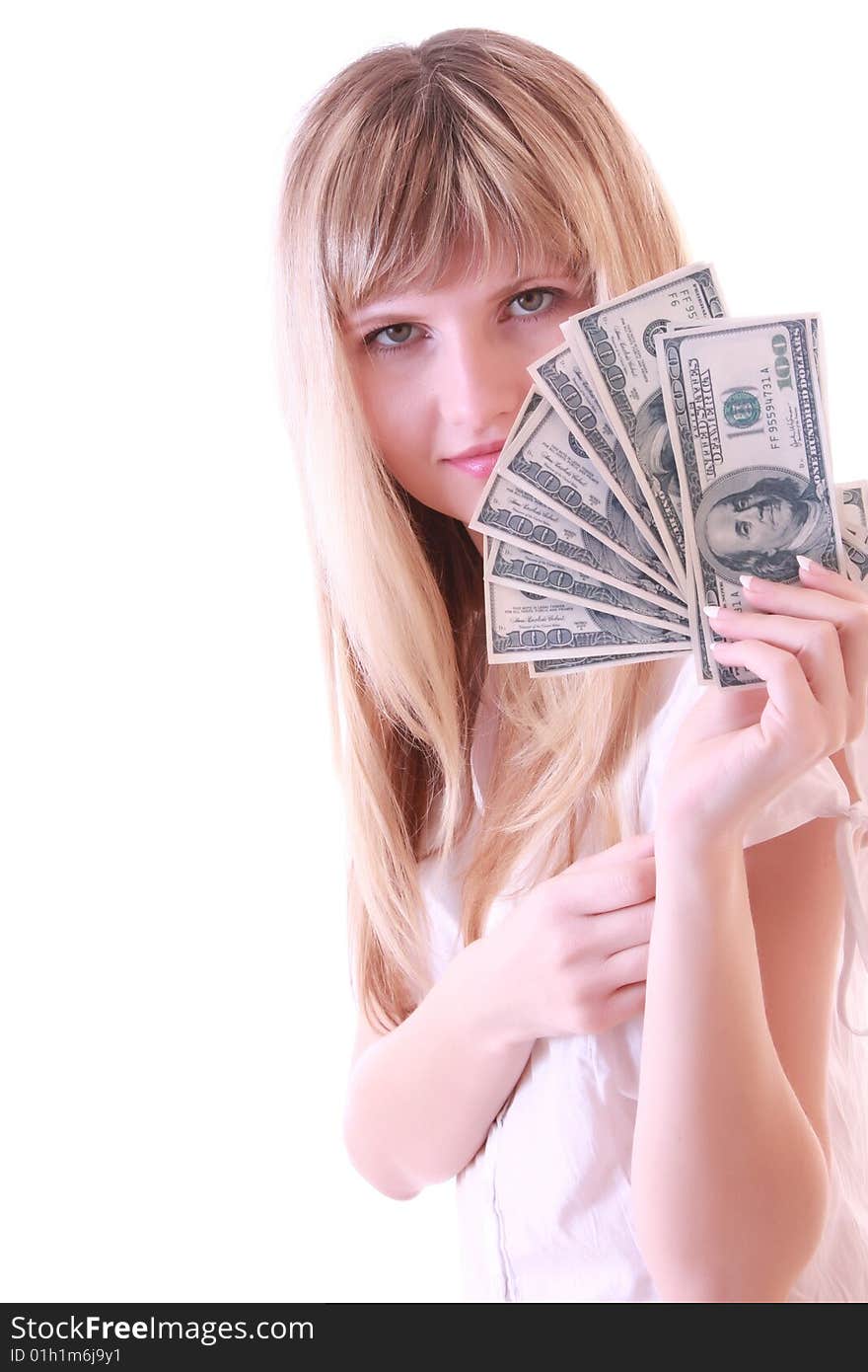 Young girl with dollars