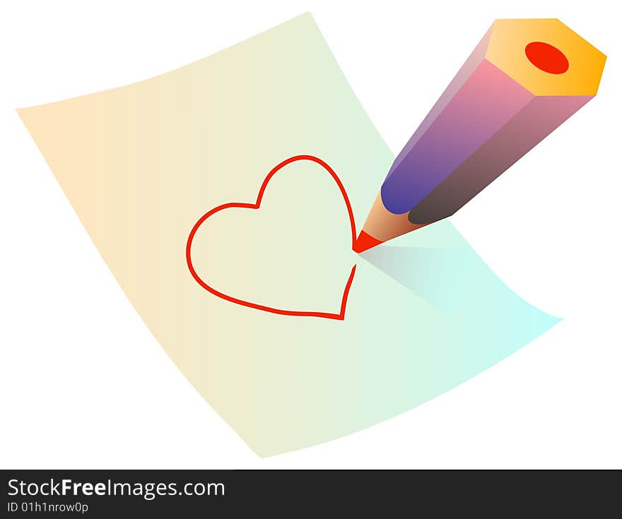 Drawn a heart with colorful pencil. Drawn a heart with colorful pencil