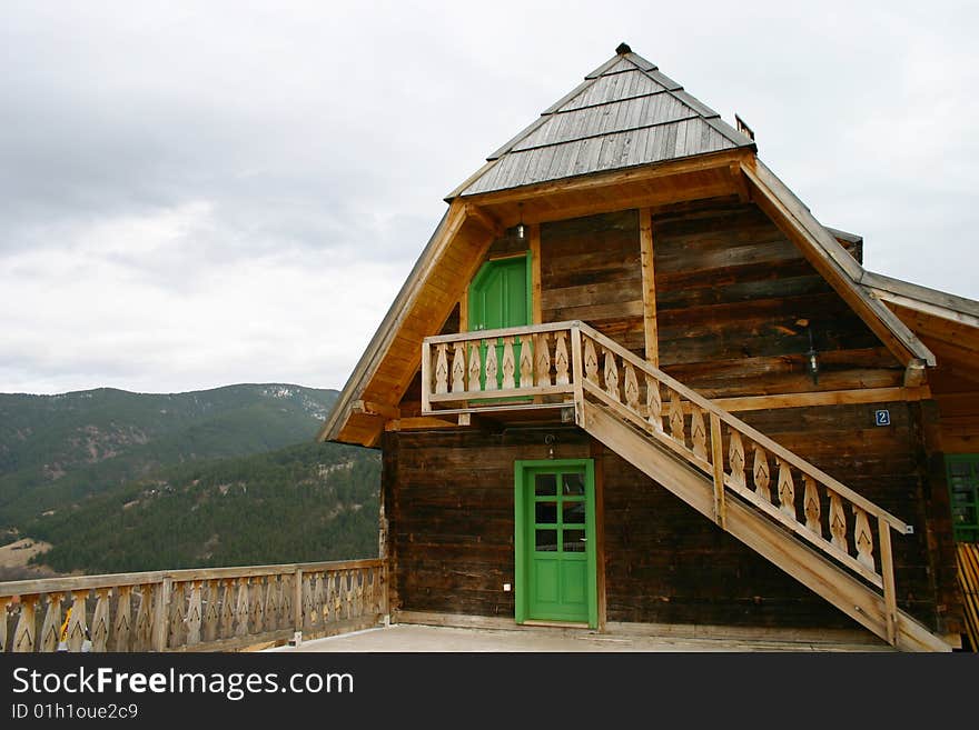 Serbian wooden mountain house, wooden city, serbia. Serbian wooden mountain house, wooden city, serbia