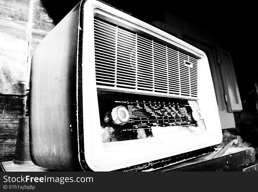 Old antique wooden radio, hotel mecavnik, serbia, europe. Old antique wooden radio, hotel mecavnik, serbia, europe