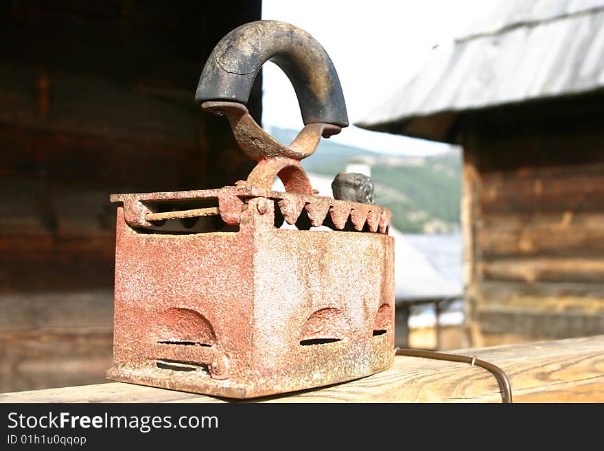 Very old antique iron, hotel mecavnik serbia, europe. Very old antique iron, hotel mecavnik serbia, europe