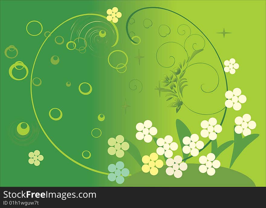 Background With Green Flower Pattern