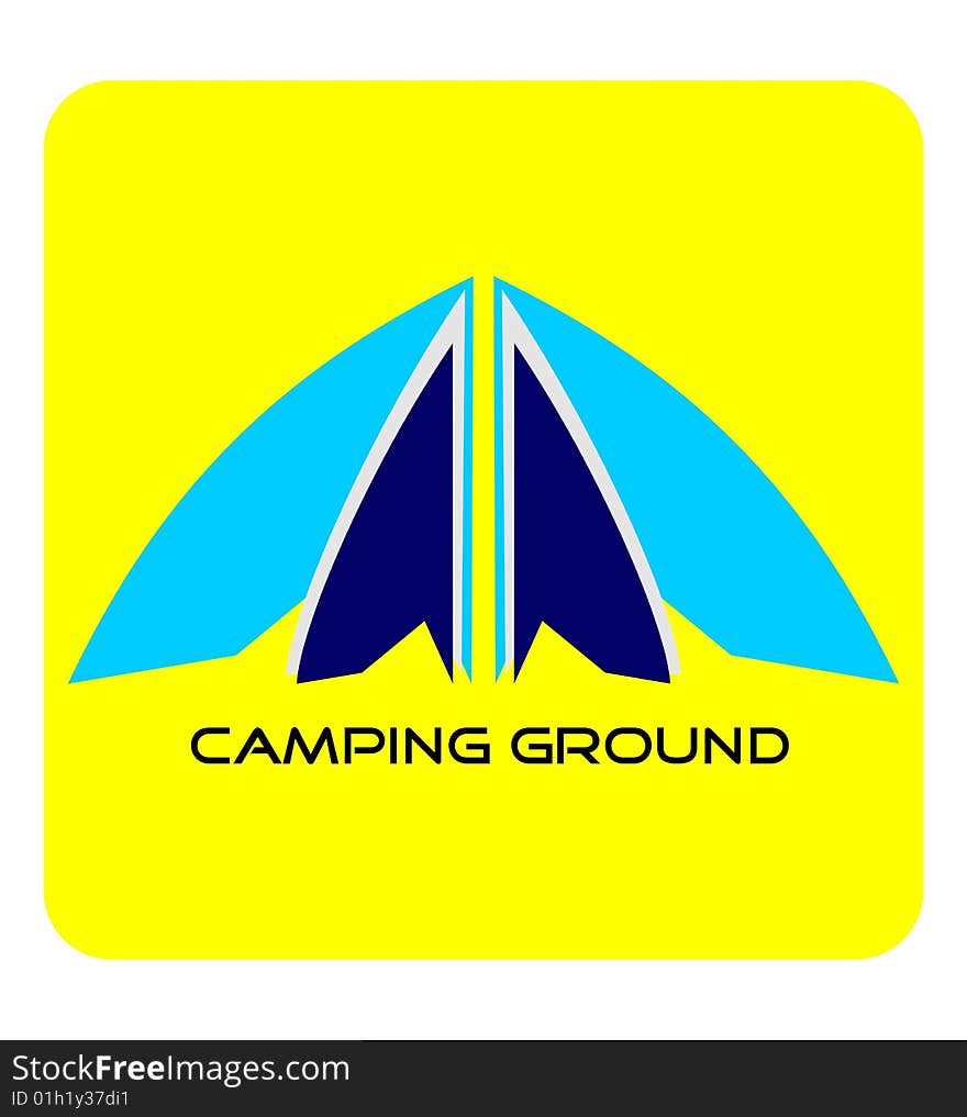 Vector illustration of camp tent isolated on yellow background