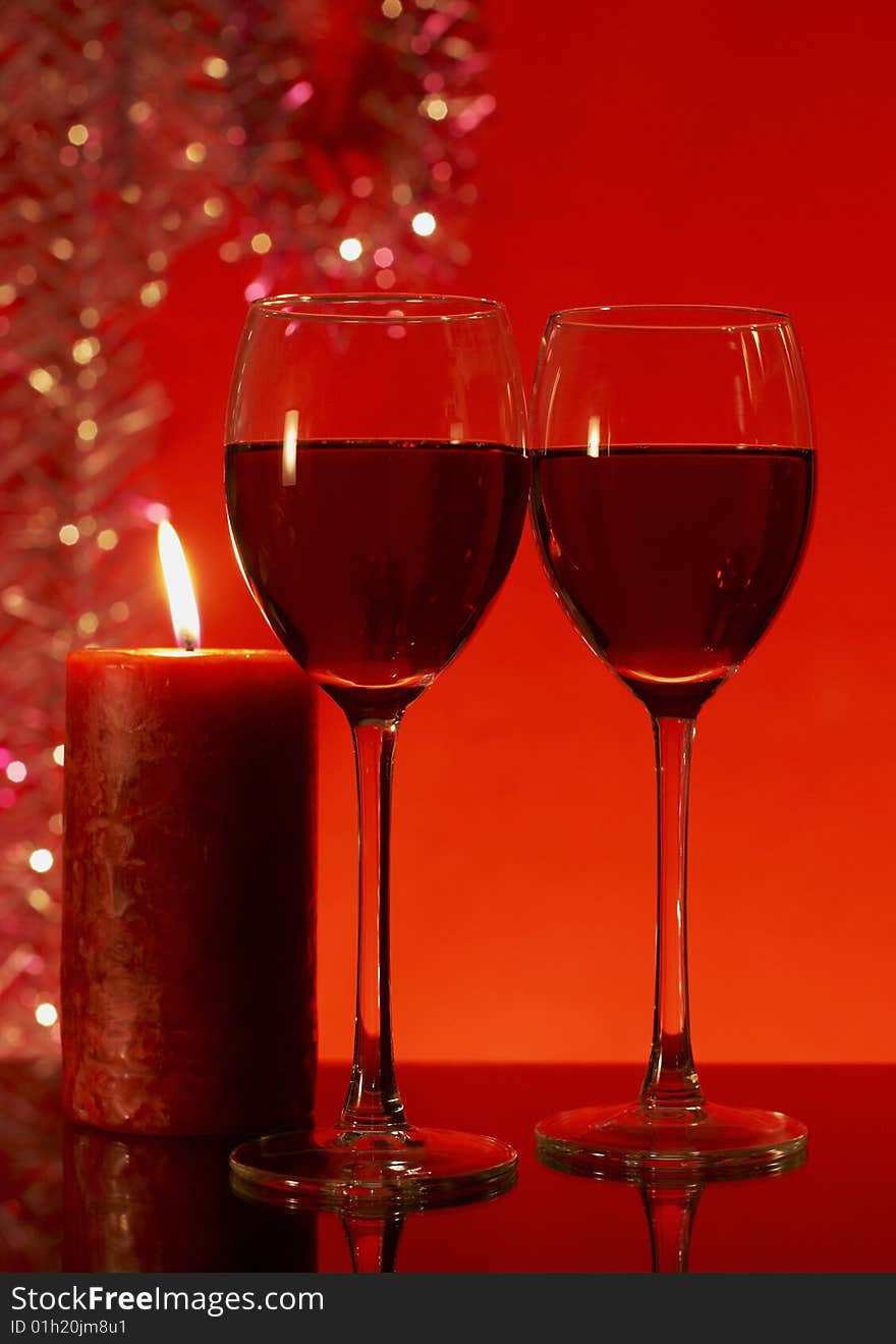 Two glasses of red wine