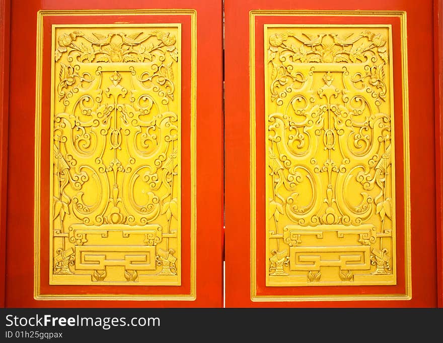 Details of Thai traditional style door carving.