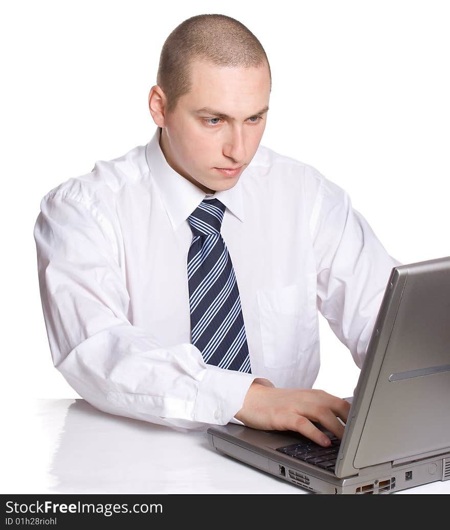 Man with notebook.Isolated on white. Man with notebook.Isolated on white.