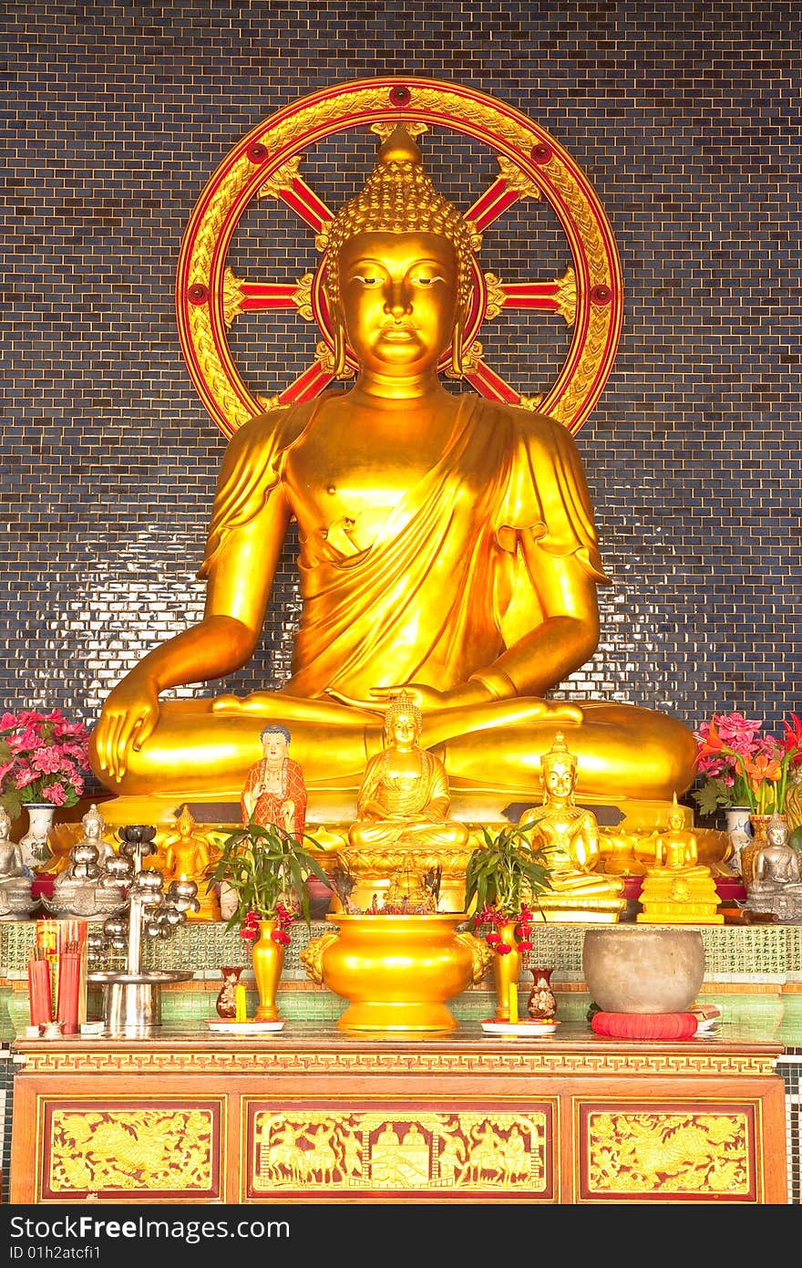 Chinese style Buddha image. Kanjanaburi, Thailand.