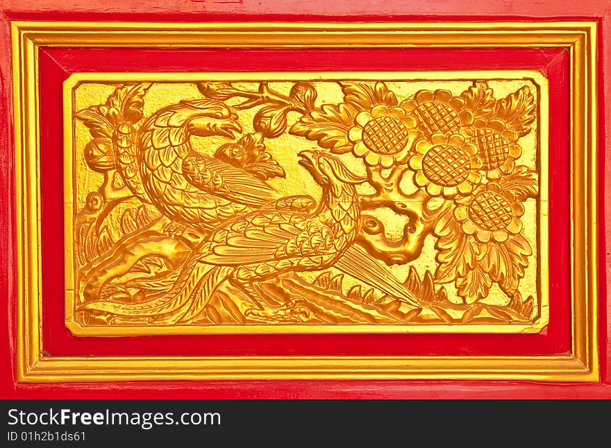 Details of Thai traditional style door carving.