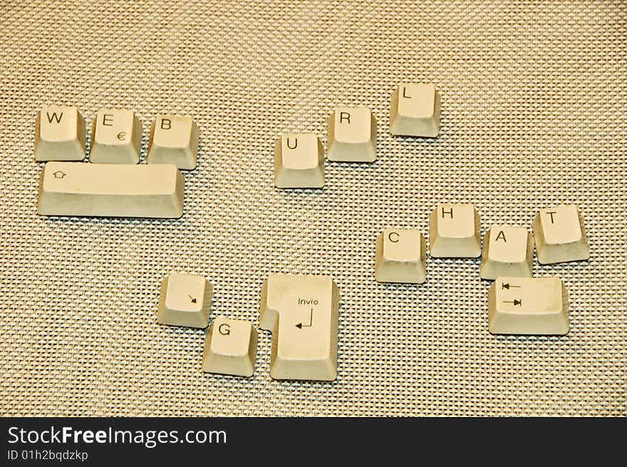 Keyboard keys composition on a plastic surface. Keyboard keys composition on a plastic surface