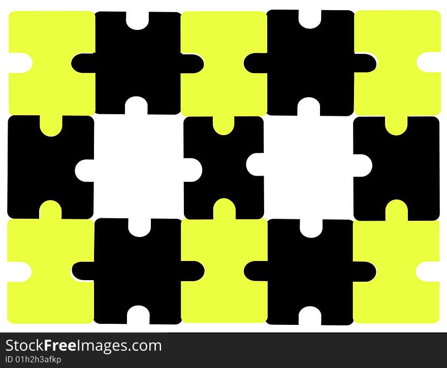 Abstract puzzle yellow black background. Abstract puzzle yellow black background