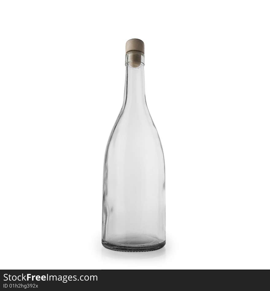 Empty wine bottle isolated on white background