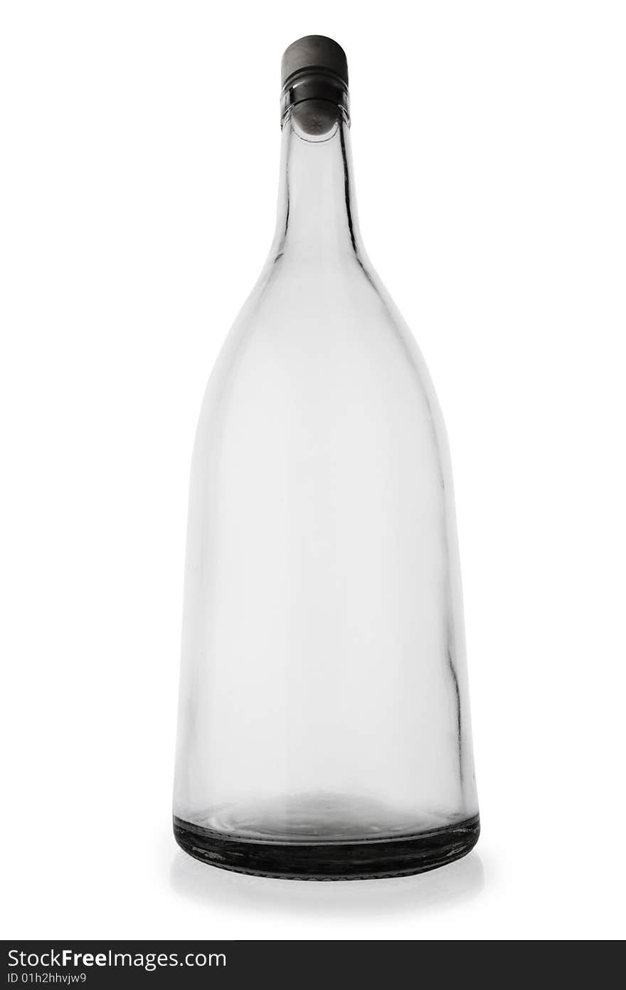 Empty wine bottle isolated on white background