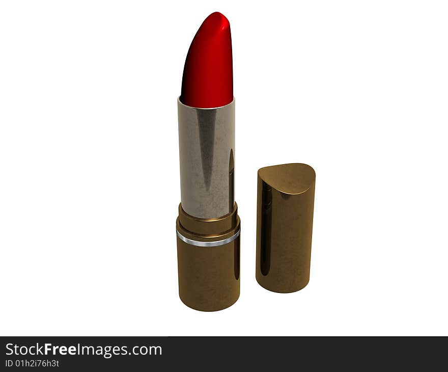 3d red lipstick isolated on white