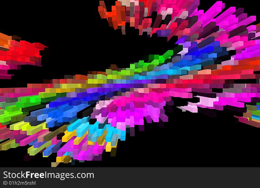 An illustration of colors and shapes in 3d. An illustration of colors and shapes in 3d