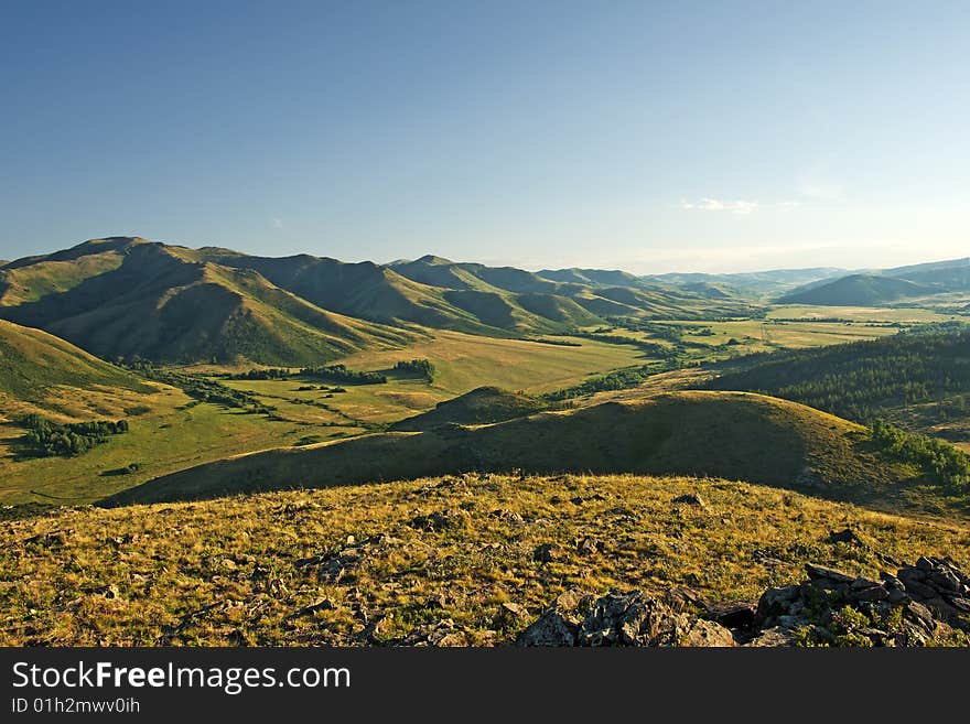 View on the valley from the mountain. View on the valley from the mountain