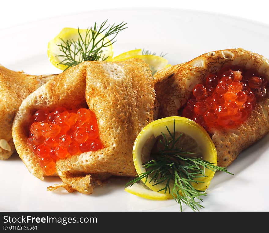 Pancakes with Red Caviar