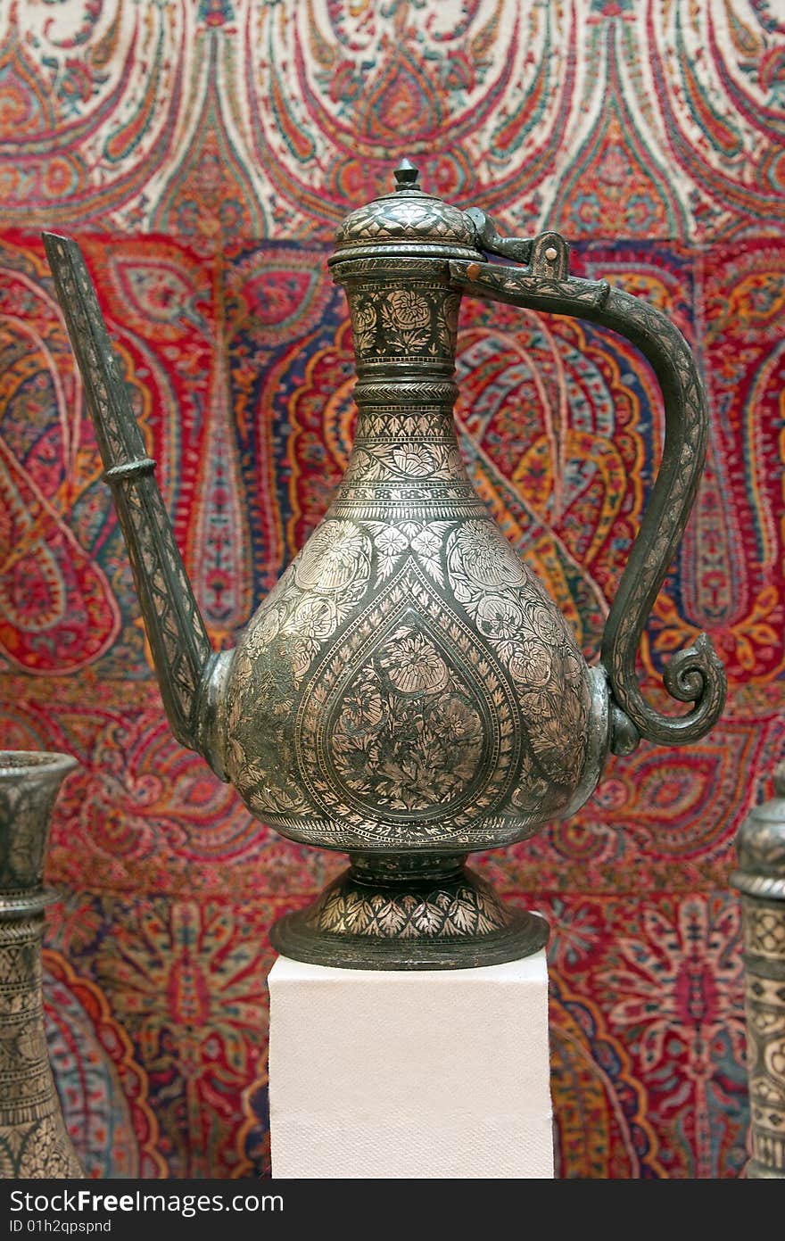 Antique jud in eastern style on red background