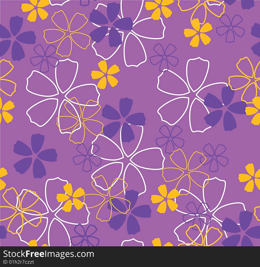 Flowers On Violet Background