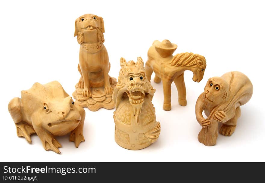 Wooden figures of handwork of master from the tree of mango. Wooden figures of handwork of master from the tree of mango