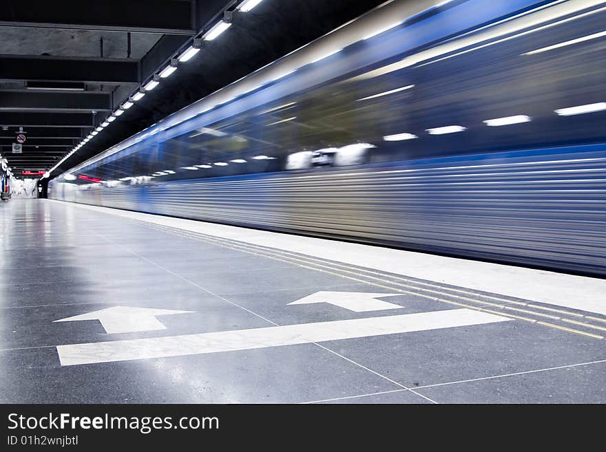 Fast train passing by. motion blur. Fast train passing by. motion blur