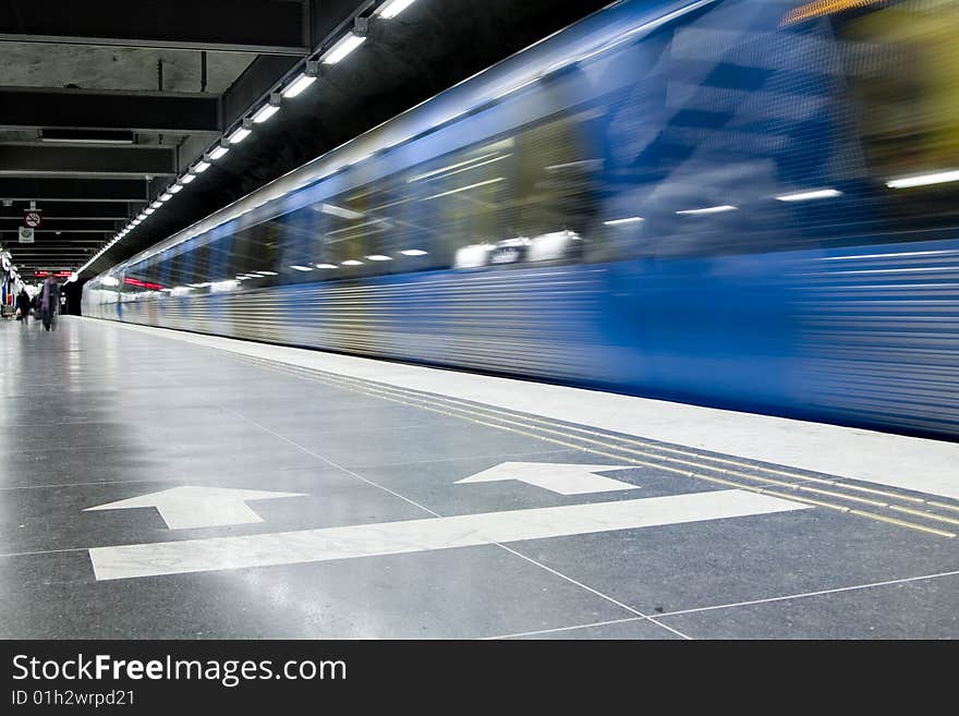 Fast train passing by. motion blur. Fast train passing by. motion blur