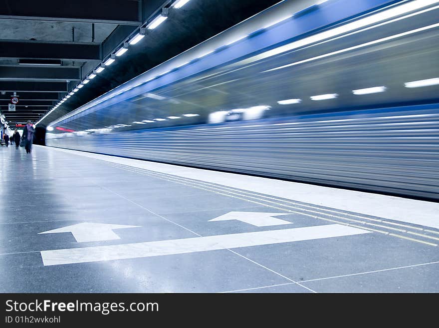 Fast train passing by. motion blur. Fast train passing by. motion blur