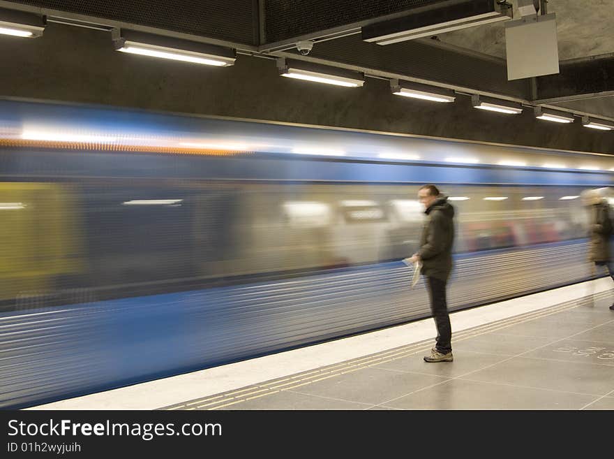 Fast train passing by. motion blur. Fast train passing by. motion blur