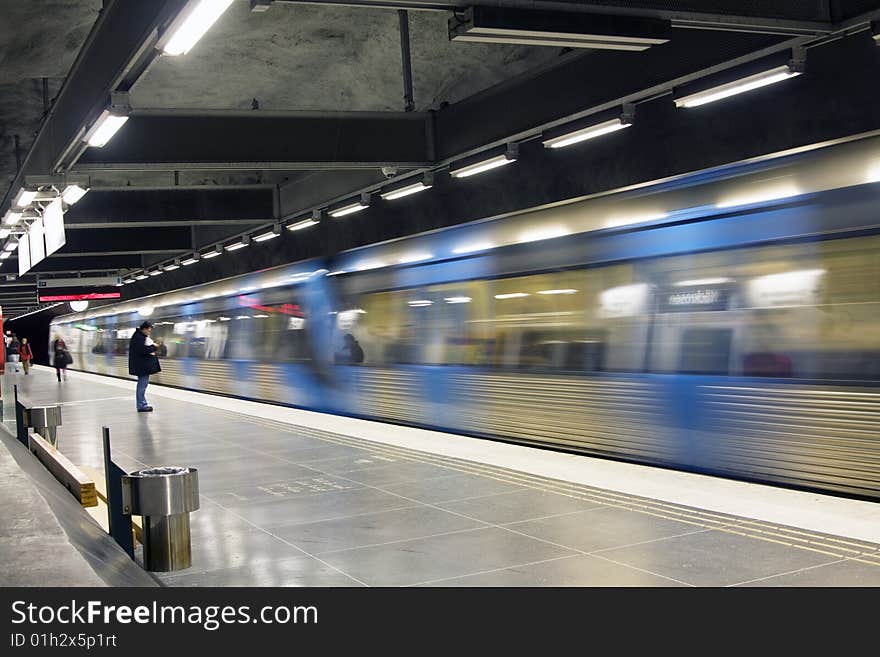 Fast train passing by. motion blur. Fast train passing by. motion blur