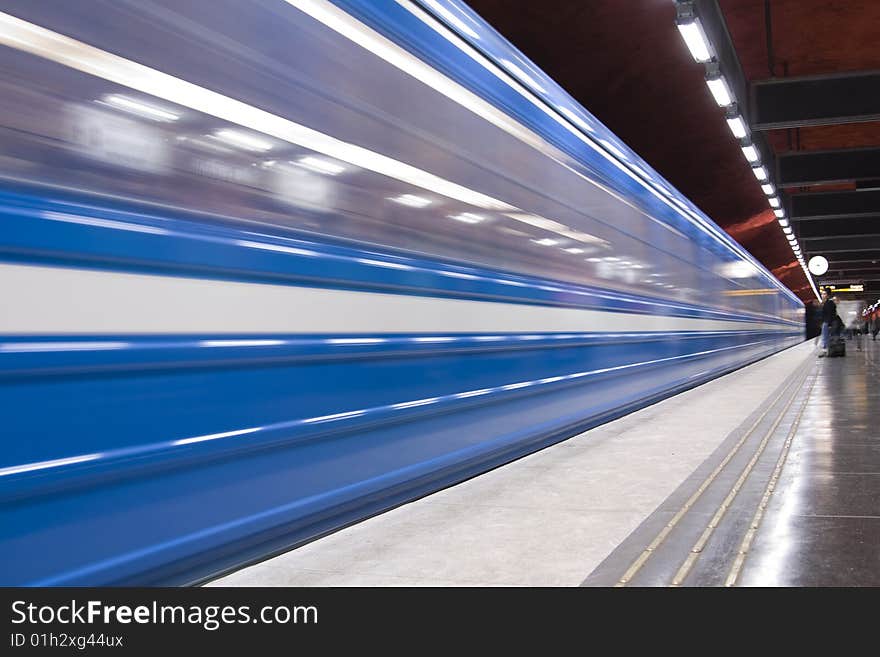 Fast train passing by. motion blur. Fast train passing by. motion blur