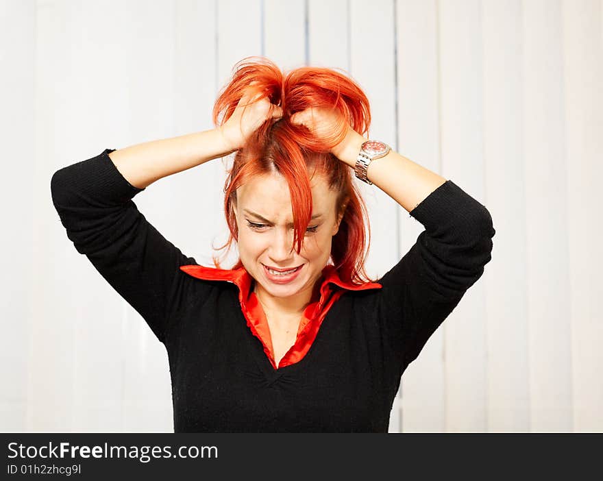 Angry Caucasian Businesswoman In The Office