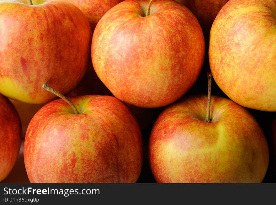 Red ripe apples close up. Red ripe apples close up