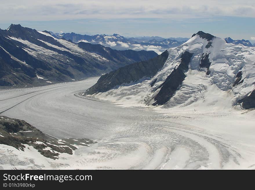 Aletsch Glacier, part of the Jungfrau-Aletsch Protected Area . Aletsch Glacier, part of the Jungfrau-Aletsch Protected Area