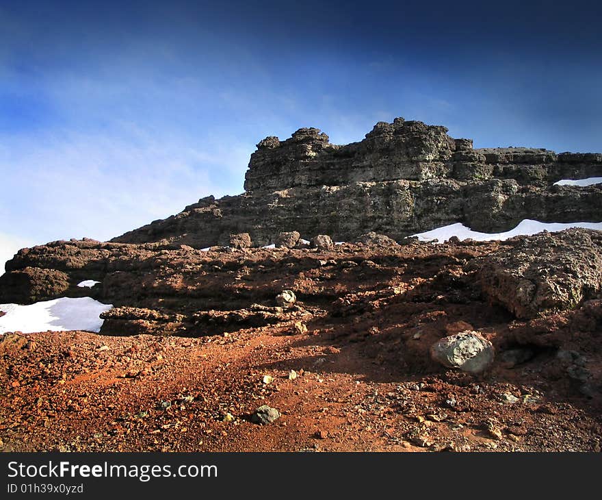 Canary Island La Palma, view to the volcanic Rock