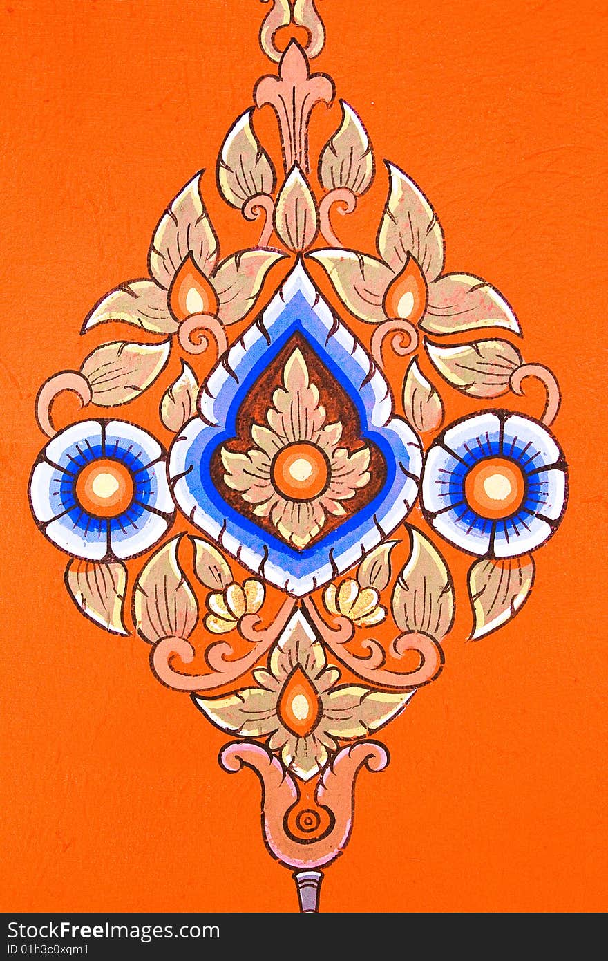 Details of Thai traditional style door painting.