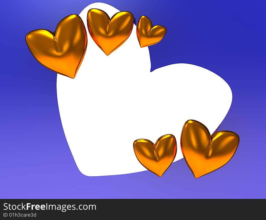 Abstract 3d illustration of frame heart shaped. Abstract 3d illustration of frame heart shaped