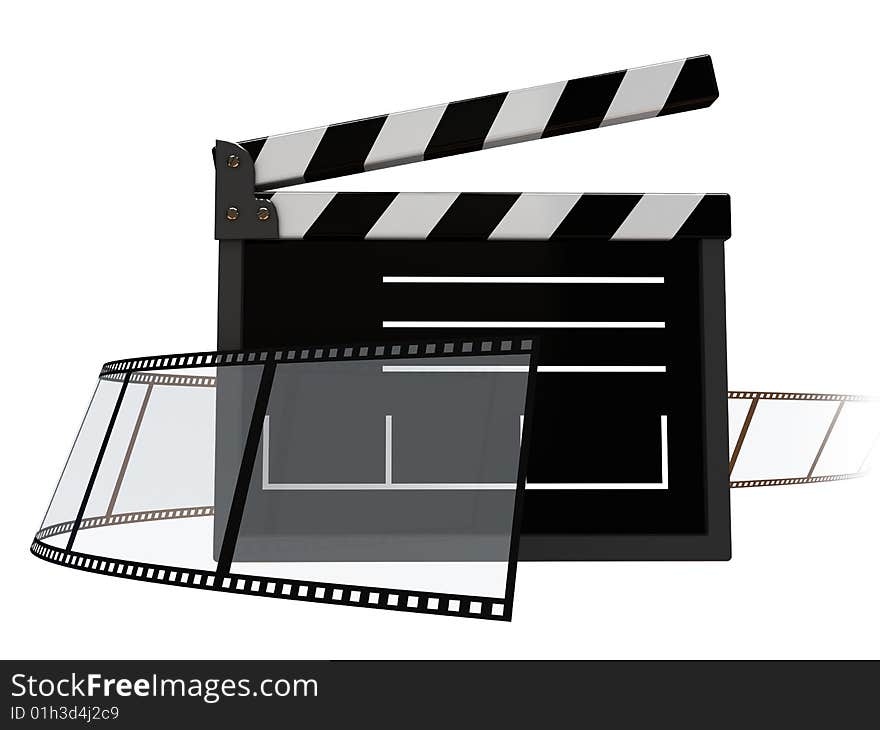 Abstract 3d illustration of cinema symbol over white background