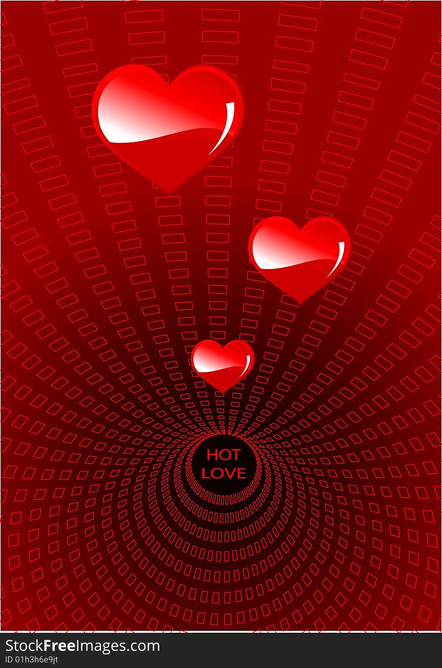 Valentine's day vector wallpaper, with red hearts and tunnel. Valentine's day vector wallpaper, with red hearts and tunnel.