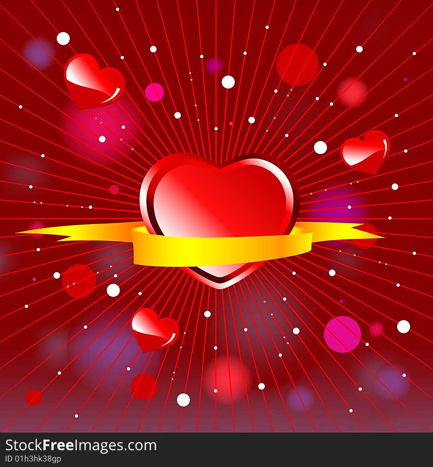 Valentine day Vector wallpaper with red hearts and scroll. Valentine day Vector wallpaper with red hearts and scroll.