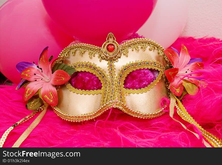 Golden Mask With Flowers