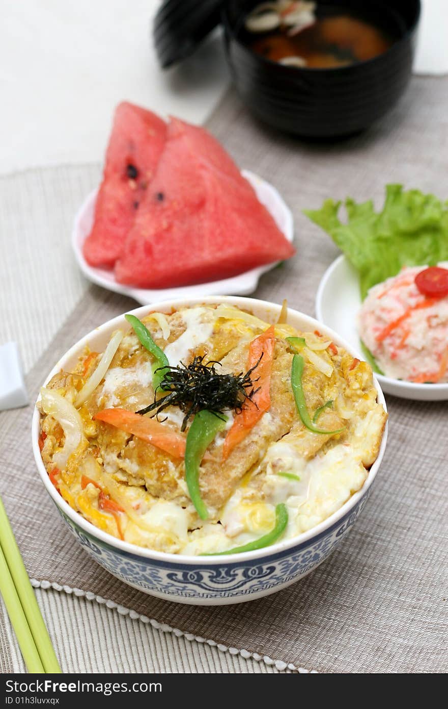 Prepared and delicious japanese food-egg rice