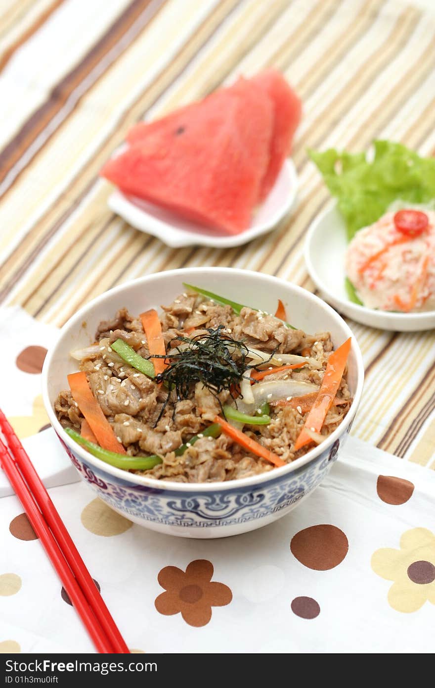 Prepared and delicious japanese food-beef rice