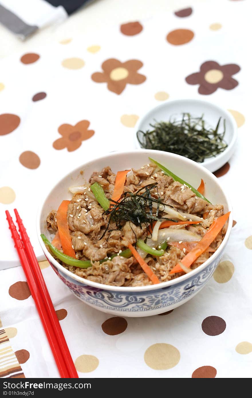 Prepared and delicious japanese food-beef rice