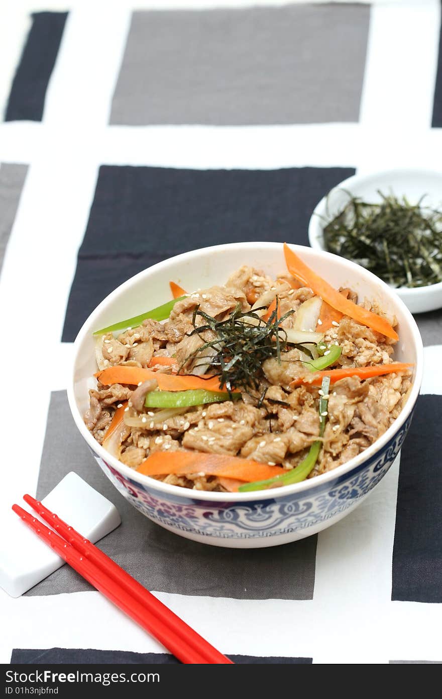 Prepared and delicious japanese food-beef rice